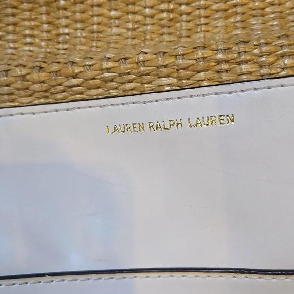 Lauren Ralph Lauren Vintage White/Tan Straw-like Shoulder Bag - Picture 9 of 16